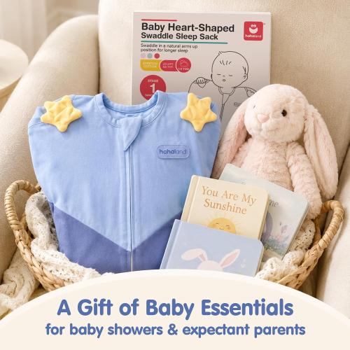 hahaland Sleep Sack, Arms-Up Swaddle, Blue, Newborns 5-8.5 lbs