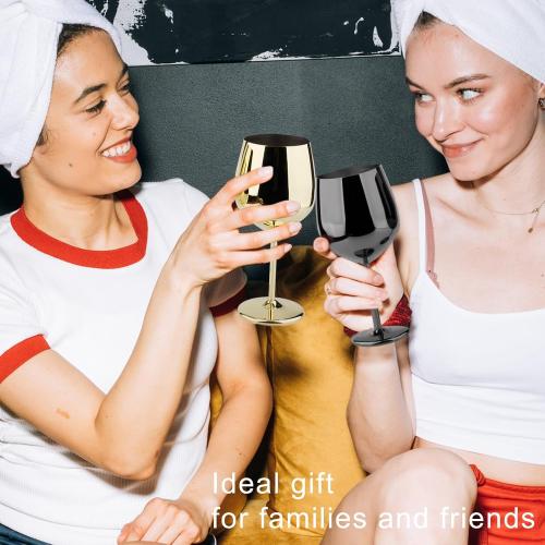 Stainless Steel Wine Glass 18oz - Set of 2 Gold - 3.6 D x 8.3 H (851029)