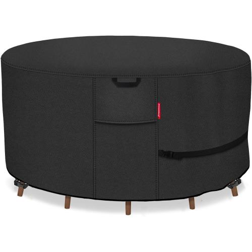 Porch Shield Round Patio Furniture Cover - Waterproof 600D Heavy Duty Outdoor Table and Chairs Cover 84 inch, Black