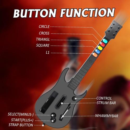 KYAYUGM Wii Guitar Compatible for Nintendo Wii, Supports for Guitar Hero and Rock Band Games. - black（Rock Band 1 is Not Supported）