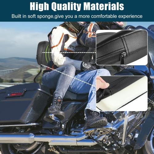 Detachable Upright Passenger Backrest Sissy Bar With Backrest Pad Compatible With for 2009-2025 Harley Touring Street Glide Road King Electra Glide Road Glide FLHR FLHX FLHT FLTR,Black