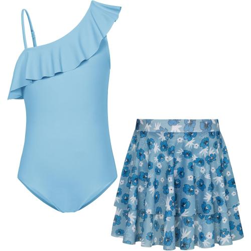 Size 10- 12 GRACE KARIN Girls One Piece Swimsuits with Mesh Skirt Bathing Suit Swimwear 6-14Y