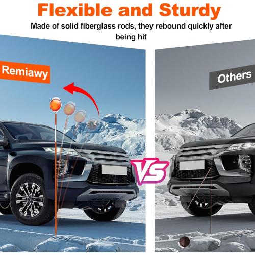 Pack of 12 Remiawy Driveway Markers 12 Pack, 48” Driveway Reflectors on Poles, High Visibility Snow Stakes with Double Sided Reflector, Reflective Fiberglass Rods for Snow Plowing, Garage Entrance, Parking Lot