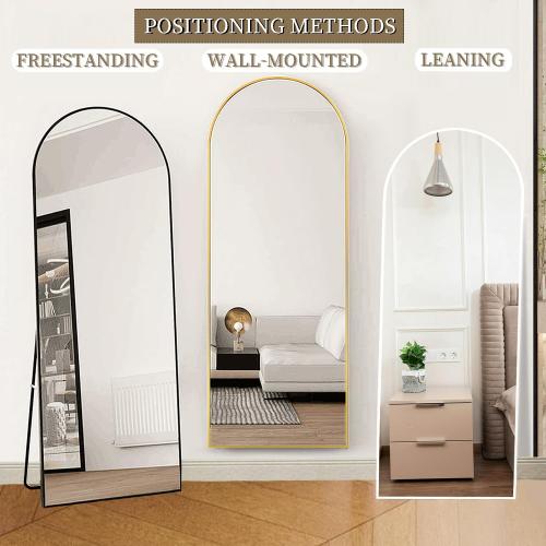 OGCAU Floor Full Length Mirror, 56x20 Arched Full Body Mirror, Black | Aluminum Alloy Frame, Floor, Standing, Hanging, Leaning, Wall Mounted, Suitable for Bedroom, Living Room, Entryway, Cloakroom‼️a tear on the styrofoam holder‼️