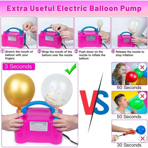 Electric Air Balloon Pump, Portable Dual Nozzle Electric Balloon Inflator/Blower for Party Decoration,Used to Quickly Fill Balloons - 110V 600W