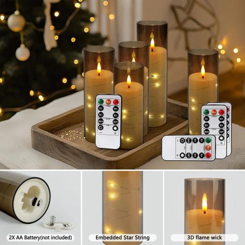YOROXRG 24 Pack Halloween Decoration Flickering Flameless Candles, Battery Operated LED Candles for New Year, Home Decor, Parties, Wedding,Christmas(D2.2 x H 5 6 7) Grey