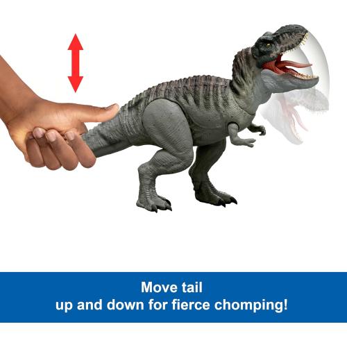 Mattel Jurassic World Rebirth Power Devour Tyrannosaurus Rex Dinosaur Figure with Tongue Activated Constant Chomp, Lights & Sounds, Digital Play