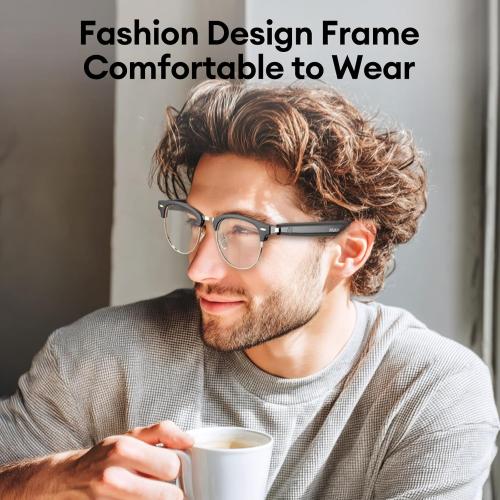 Smart Glasses, Photochromic Lenses Bluetooth Glasses, Blue Light Blocking, Open-Ear Speakers, Ligthweight Design Photochromic Sunglasses for Men and Women, Gold UF-C8 Ultra (No translation function)