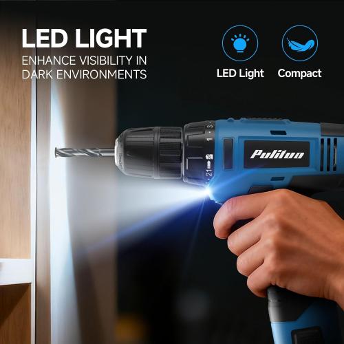 PULITUO Tool Set, 149-Piece Home Drill Set with Blue 12V Cordless Drill, Tool Box, Hand Tool Kits for Women & Men and DIY Enthusiasts, for Home Improvement