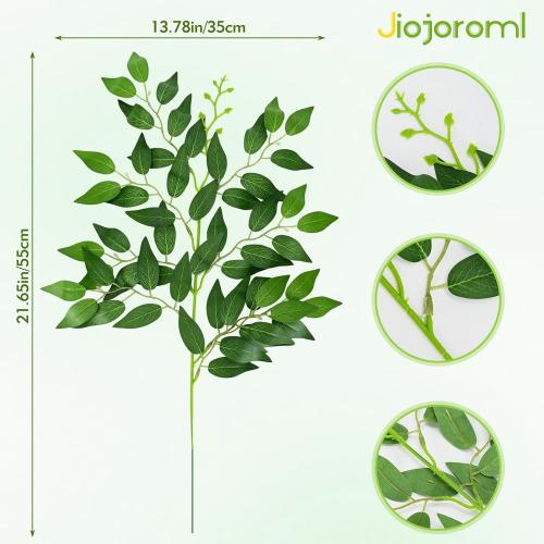 24Pcs Artificial Italian Ruscus Greenery Stems, Faux Green Leaf Garland Branches Hanging Greenery Spray for Wedding Bouquet,Arch,Table Centerpieces， Balloon Arch and Home Decor (24)