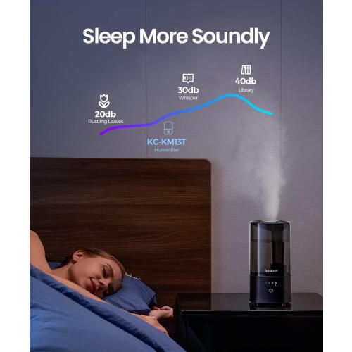 Humidifiers for Bedroom (1.1L), Small Cool Mist Humidifier for Home Plant and Baby Nursery, Quiet Ultrasonic Humidifier with 360° Nozzle, Auto Shut-Off, Filterless, Black