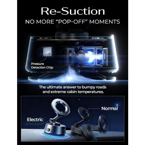 LISEN Suction Phone Mount【2026 Auto Vacuum 3.0】, 360 Adjustable Magnetic Phone Holder for Car Dashboard Universal Magsafe Accessories Gifts for Men Women for iPhone 17 Pro Max Air 16 15 14 13 12