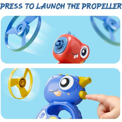 iPlay, iLearn Kids Dinosaur Flying Disc Launcher Toys, Toddler Push Go Friction Dinos Cars, Indoor Outdoor Spinning Top Yard Play Set, Birthday Gift for 12-18 Month, 1 2 3-6 Years Old Boys Girls Child