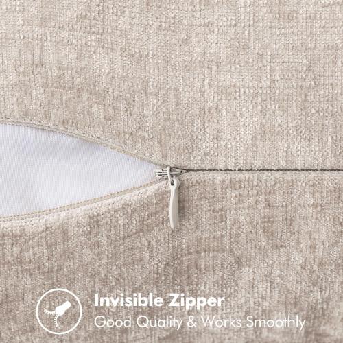 MIULEE Pack of 2 Couch Throw Pillow Covers 18x18 Inch Natural Beige Farmhouse Decorative Pillow Covers with Stitched Edge Soft Chenille Solid Dyed Pillow Covers for Sofa Bed Living Room