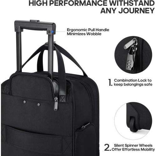 Carry-on Underseat 16-inch Luggage with Wheels, Softside Rolling Carry-on, Lightweight Travel Suitcase for Men Women, Personal Item Rolling Travel Bag