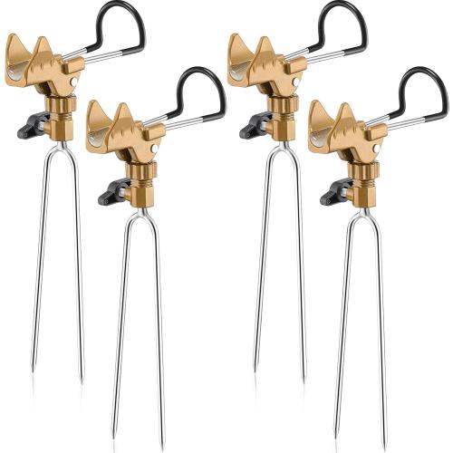 Libima 4 Pieces Fishing Rod Holders for Bank Fishing Upgraded Stainless Steel Fishing Pole Holders 360 Degree Adjustable Fishing Rod Stand for Men Father Beach Fishing Equipment Birthday Gift