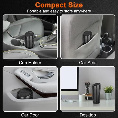 Pack of 2 Car Trash Can, 2 Packs Mini Car Trash Bin with Lid, Leakproof Cup Holder Car Garbage Can with 60 Trash Bags, Vehicle Front Back Seat Organizers and Storage for Car, Home, Office, Black