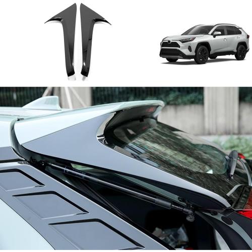 Car Accessories Compatible with Toyota RAV4 2025 2024 2023 2022 2021 2020 2019 Rear Spoiler Wing Side Cover Window Sill Pillar Frame Molding Trims ABS 2PCS(Glossy Black Style)