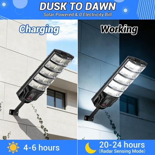2 Pack Solar Lights Outdoor, IP65 Waterproof Solar Street Motion Sensor Lights with Remote Control, 8000K Dusk to Dawn LED Security Flood Outdoor Light Wide Angle Range for Yard, Garage, Porch, Farm