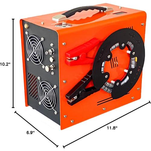 Pcp Air Compressor,Built-in Converter Water-Oil Filter,Auto Stop,Oil/Water Free,Unique Vertical Wire Spool Portable Design,Powered by Car 12V DC or Home 110V AC for Paintball Scuba Tank