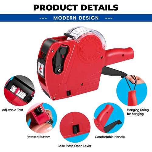 Price Gun,Handheld Price Tag Gun Red Pricing Gun with Extra 10,000 Pad Labels and 2 Pack of Inks Price Guns Tool Set for Retail, Price Stamp for Groceries Price Labeling