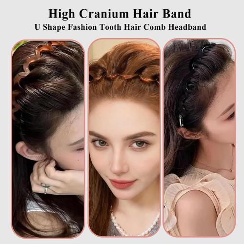 6Pcs U Shape Fashion Tooth Hair Comb Headband,High Cranium Headbands for Women's Hair, Reversible Korean Headbands with Teeth ﻿ (Mix 6Pcs, M)