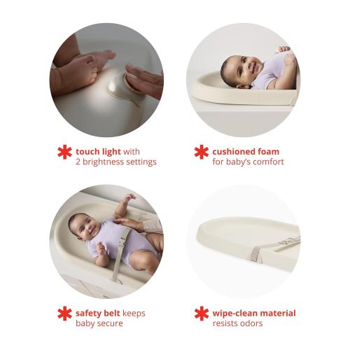 Skip Hop Baby Changing Pad Nursery Style Light-Up Wipeable and Contoured with Cushioned Foam Fits Standard Changing Tables Oat