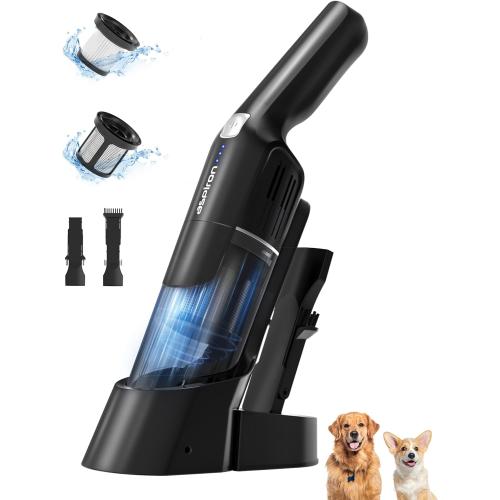 Aspiron Cordless Handheld Vacuum, 24KPA Powerful Car Vacuum, 2-Speed, 2 Charging Methods, Wireless Charger, Ergonomic Handle, Portable Rechargeable Vacuum Cleaner for Car, Home, Black Grey