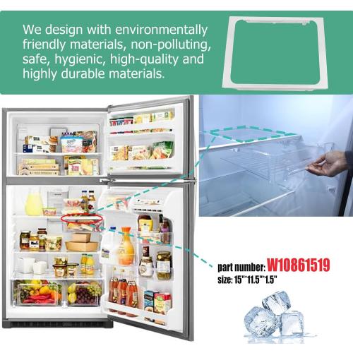 [Upgraded] W10861519 Deli Drawer Hanger (Without Glass), Meat Drawer Shelf Compatible with whirlpool Refrigerator WRT311/WRT318/WRT148 Some models (not all), Replaces: W10628698, AP5999492