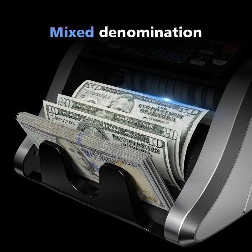 Aneken N60 Mixed Denomination Money Counter Machine, Value Counting, UV/MG/IR/DD Counterfeit Detection, 3.5 TFT Display Cash Counting Machine, Printer Enabled Bill Counter for Business