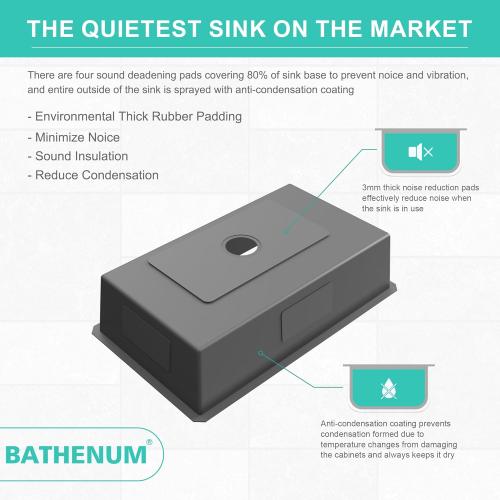 30-inch Undermount Single Bowel Kitchen Sink, Handmade 16 Gauge Stainless Steel Kitchen Sink 30  x 18 Deep Sink with Drain Kit and Bottom Grid, Brushed