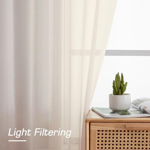 OWENIE Cream Sheer Curtains 84 inches Long 2 Panels Set for Bedroom Living Room, Soft Solid Living Room Sheer Curtain, Rod Pocket Light Filtering Curtains, 2 Pcs Each 42“ W x 84 L,Cream