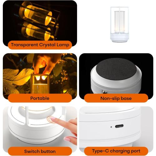 Rechargeable Cordless Small Metal Table Lamp, Stepless Dimming, 3-Color CAME JUST ONE !