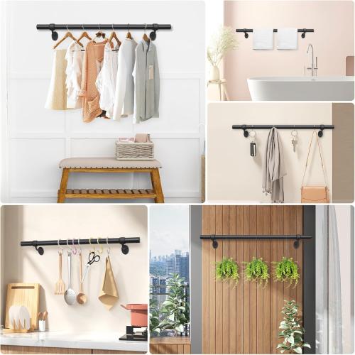 Stair Railing Indoor Metal Hand Rails for Indoor Stairs 1.5 Pipe Aluminum Wall Mounted Outdoor Handrail for Steps Black Industrial Handrail for Stairs 8ft