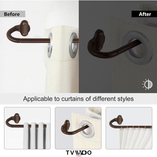 Bronze Wrap Around Curtain Rods:5/8 Inch Blackout Adjustable Window Curtain Rod for Bedroom Kitchen Apartment Renter Friendly,Room Darkening Curved Drapery Rods Easy Install,Antique Brown 28-48