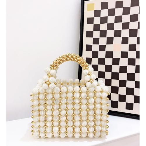 Women Pearl Purse,Pearl Clutch, Evening Bags, Square Artificial Pearl Clutch, White Purse for Party Wedding Travel(Gold)
