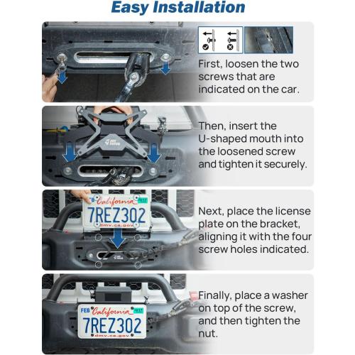 JOYTUTUS Universal Flip-Up License Plate Mount for 10 Hawse Fairlead, License Plate Holder Compatible with Pickup Truck Off-Road Car RV Bumper Winch Hawse Fairlead Front License Plate Bracket