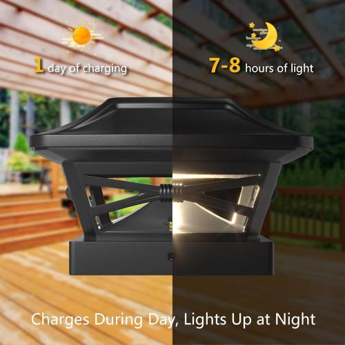 Davinci Lighting Renaissance Solar Outdoor Post Cap Lights - Includes Bases for 4x4 5x5 6x6 Posts - Bright LED Light - Slate Black (12 Pack)