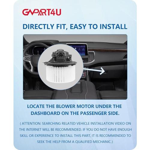 Front Blower Motor 22741027 2007 2008 2009 2010 2011 2012 2013 2014 Chevy Tahoe Silverado Avalanche Suburban, for GMC Yukon Sierra, Cadillac Escalade 700164 Without Resistor