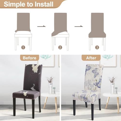 SearchI Dining Room Chair Covers Set of 6, Stretch Printed Parsons Chair Slipcovers Spandex Removable Washable Kitchen Chair Protector Cover for Dining Room, Hotel, Ceremony (Butterfly Pattern)