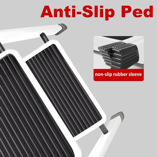 3 Step Ladder with Anti-Slip and Wide Pedal 330lbs Capacity Folding Step Ladder for Household Kitchen Office(White-P, 3 Step Ladder)