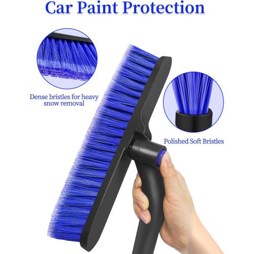 HEEYA Car Scraper with 12.6 Inch Large Brush Head, Extendable Snow Scraper for Windshield Window, Snow Brush and Ice Scraper for SUV Truck Automobile Vehicle - Blue