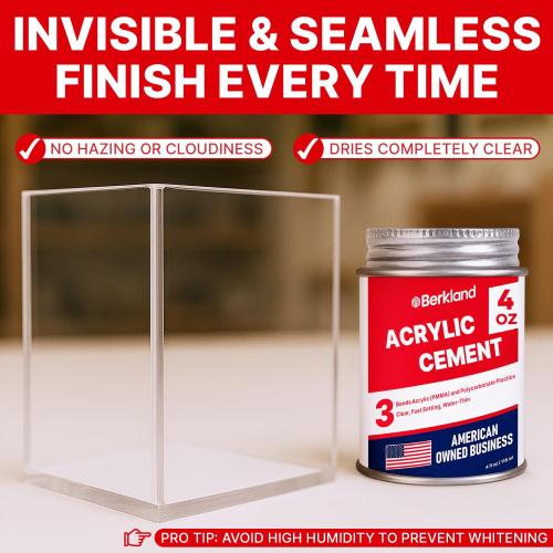 Acrylic Bonding Cement with Applicator Bottle 4 oz, Clear Adhesive for Plexiglass and Plastic Sheets, Fast-Setting Glue