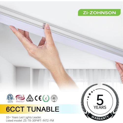 6 Pack 4FT Led Shop Lights,30W 3900LM 3000-6500K Tunable,T8 Tube Light with 6CCT,Milky Cover Linkable Fixture Lights for Workshop,Warehouse,Garage,Shop,Barn