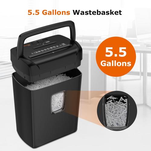 Bonsaii 14-Sheet Paper Shredder for Home Office Use, 10-Minute Cross Cut Shredder with 5.5 Gallons Bin, P-4 High Security Heavy Duty Office Shredder Shred CD/Credit Card