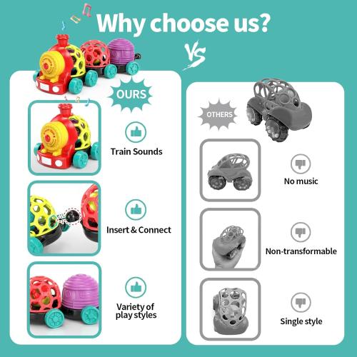MOONTOY Toddler Train Toys for 1 Year Old Boy Birthday Gift Easter Basket Stuffers, Musical Push Go Baby Car Toys for Toddlers 1-3 0-2, Baby Boy Toys 6-12 Month, Infant Rattle 5 6 7 8 9 10 11 12 Month