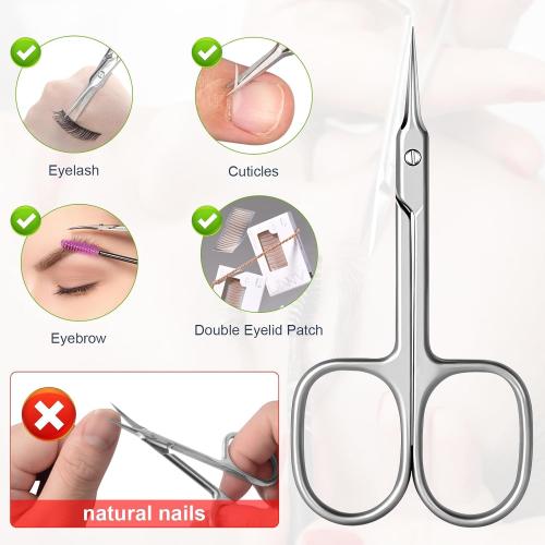 CGBE Cuticle Scissors Extra Fine Curved Blade, Super Slim Manicure Scissors for Cuticles Professional Small Scissors with Precise Pointed Tip Grooming Blades, Eyebrow, Eyelash, and Dry Skin - Silvery