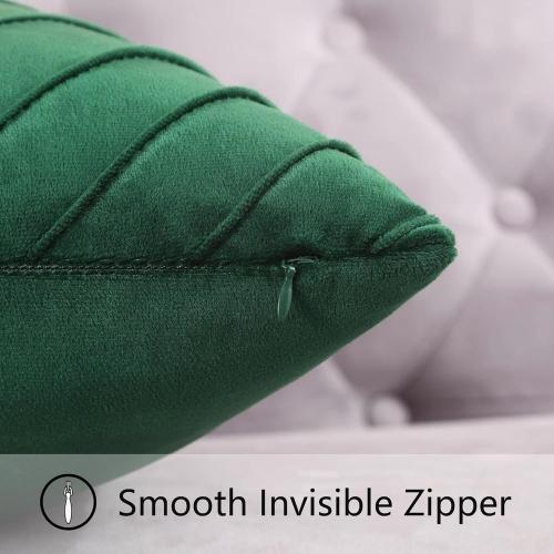 Tosleo Green Pillow Covers 18x18 inch Pack of 2 with Gold Leather Velvet Throw Pillow Covers Home Decorative Cushion Cases Luxury Modern Pillow Covers Spring Home Decor for Sofa Bed Living Room