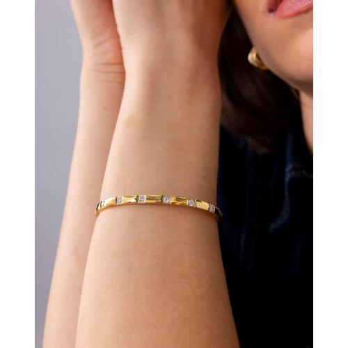 PAVOI Waterproof Thin Love Bracelet for Women - 14K Gold Plated Dainty Love Bangle with Cubic Zirconia - Stainless Steel Hinge Bracelet Jewelry Gifts