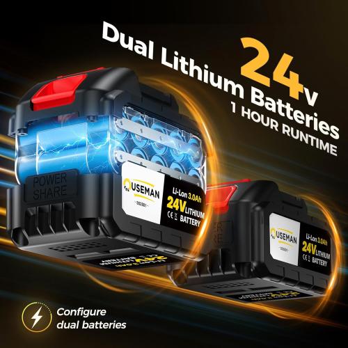 21000RPM Cordless Snow Shovel, 13 Electric Snow Blower 24V with Dual Batteries & Charger, 25FT Throw, Lightweight 9.3lb,for Patio/Driveway/Steps/Stairs/Sidewalk